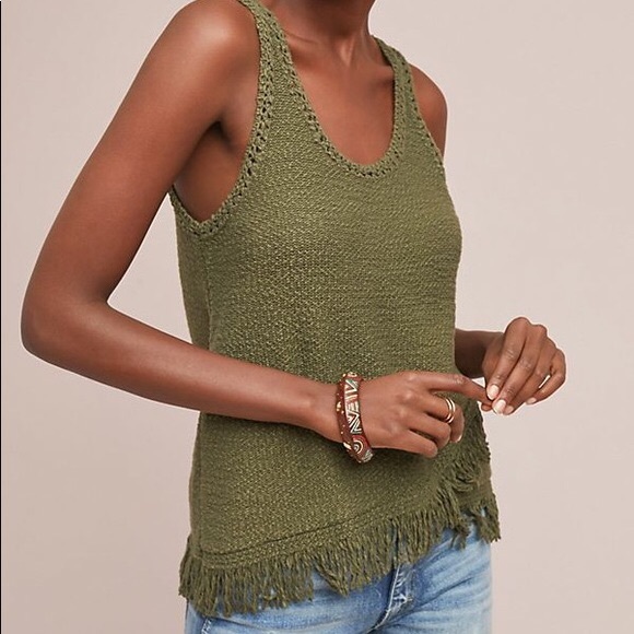 Anthropologie Tops - Anthropologie Green Fringe Tank by Akemi and Kin